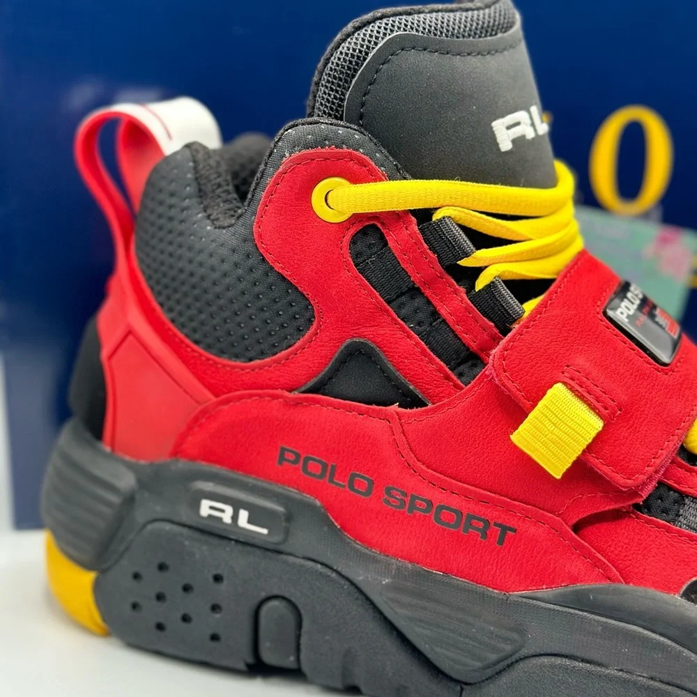 NEW Polo Ralph Lauren PS100 High-Top Sneakers 809846180002‎ Red/Black